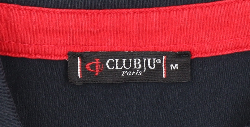 Club JU Paris Men's Blue Short Sleeve Polo Shirt Size M Slim Fit Cotton