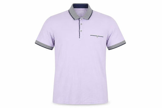 OTTOMODA Men's Purple Button Collar Cotton Polo Shirt M Regular Fit