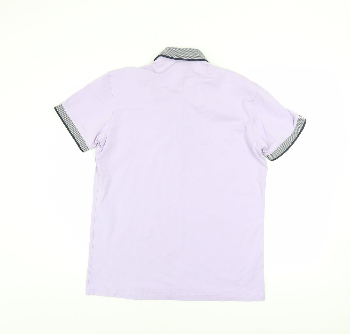 OTTOMODA Men's Purple Button Collar Cotton Polo Shirt M Regular Fit