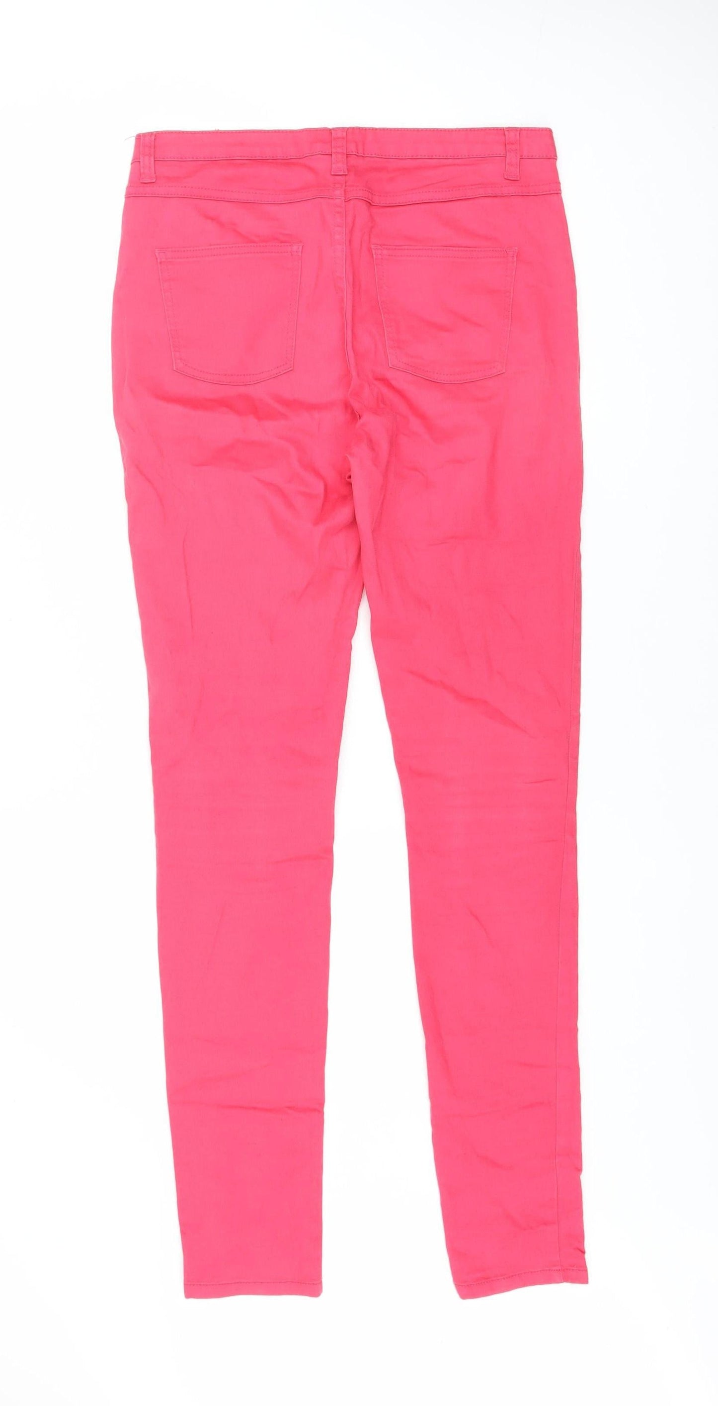 Vila Womens Pink Skinny Jeans L Slim Fit Mid Rise Stretch Denim
