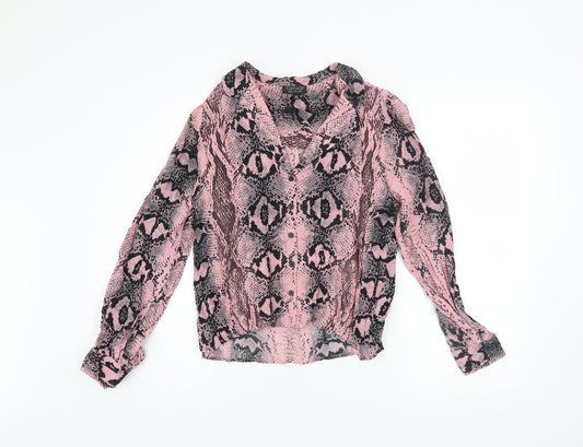 Topshop Women’s Pink Snake Print Viscose Blouse Size 8