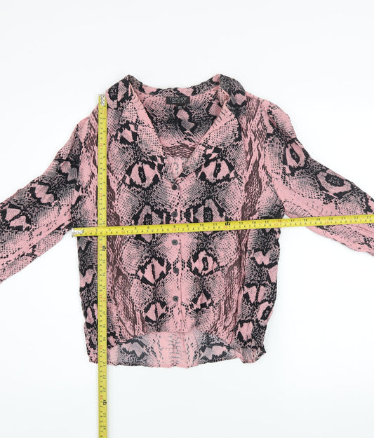 Topshop Women’s Pink Snake Print Viscose Blouse Size 8