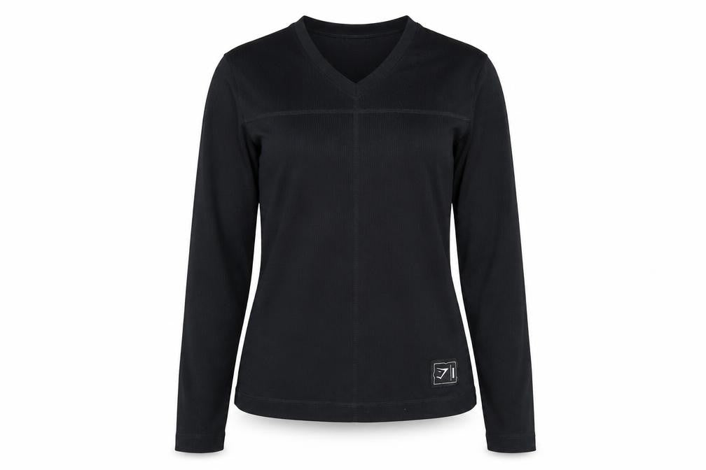 Gymshark Womens Black Long Sleeve V-Neck Slim Fit Activewear Top Size S