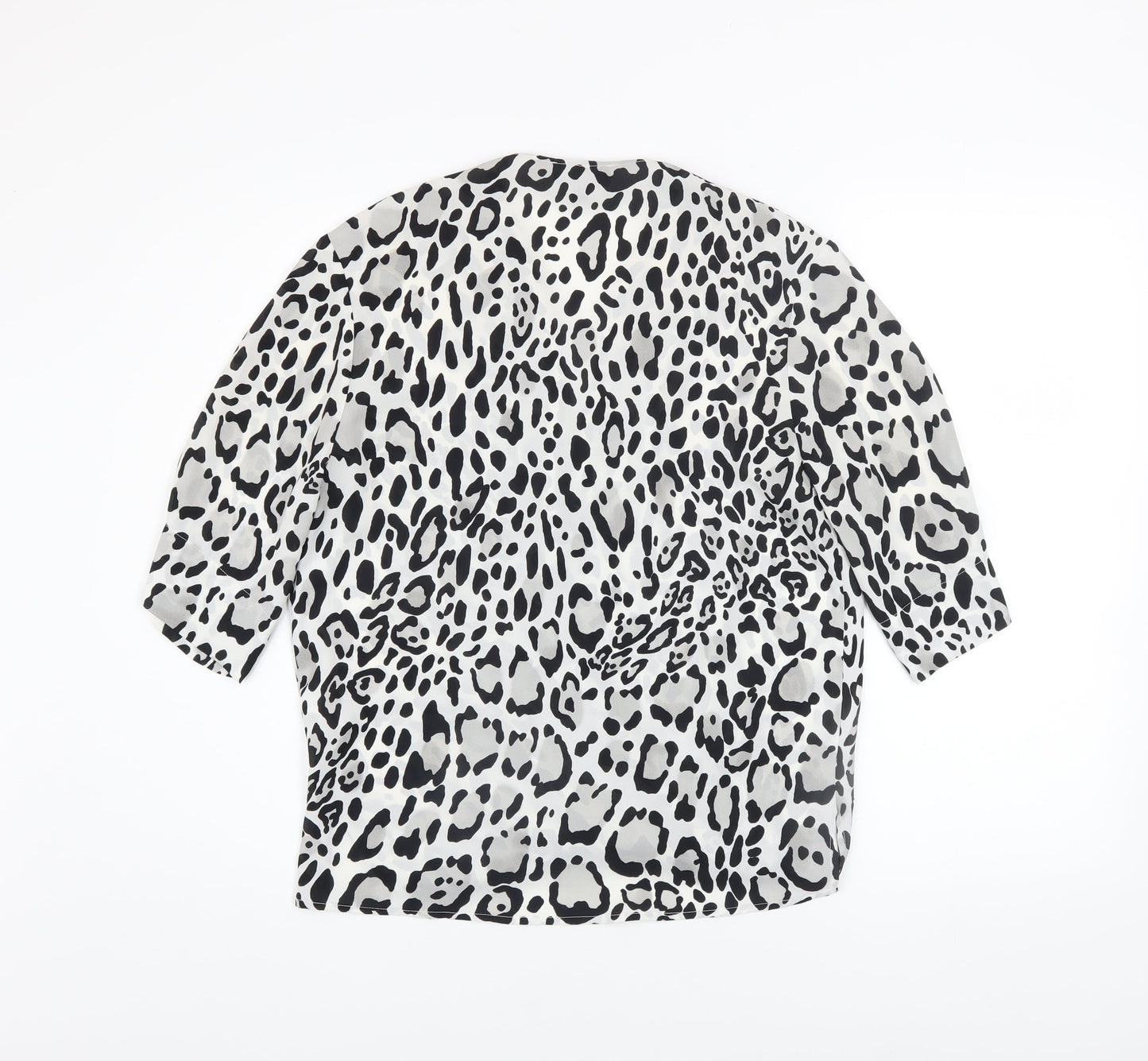 Topshop Women's Black Animal Print Wrap Blouse UK 6