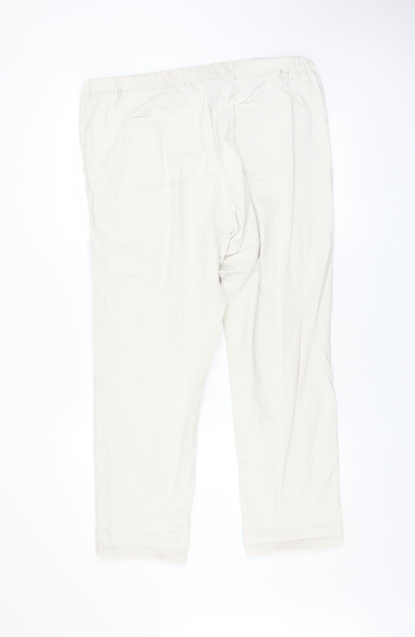 Dunnes Stores Men's Beige Cotton Chino Trousers L Breathable Elastic Waist