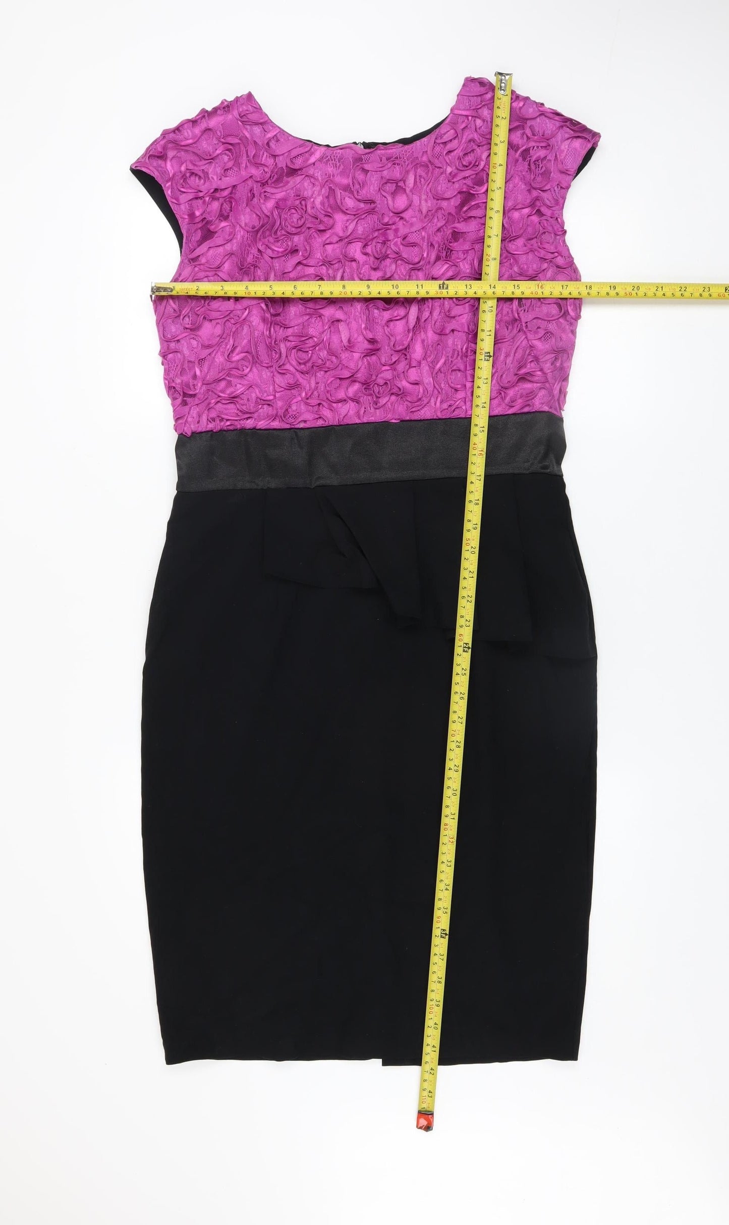 Diva Catwalk Women Black Pink Size 12 Sheath Peplum Dress