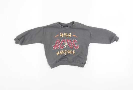AC/DC Unisex Baby Grey Pullover Jumper 6-9 Months Rock Band Sweatshirt