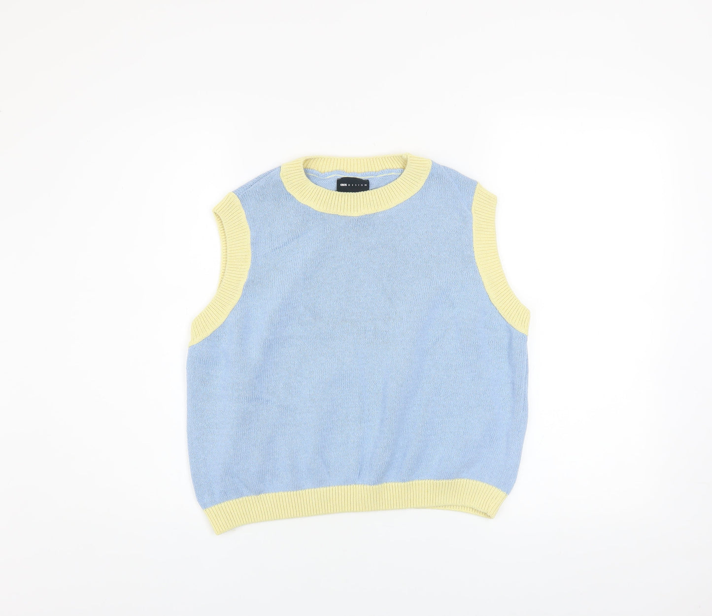 ASOS DESIGN Women's Blue Sleeveless Crew Neck Knit Vest Size S