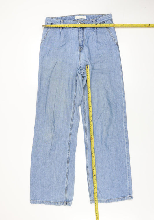 MNG Women's Blue Wide-Leg Relaxed Fit Denim Jeans Size 6