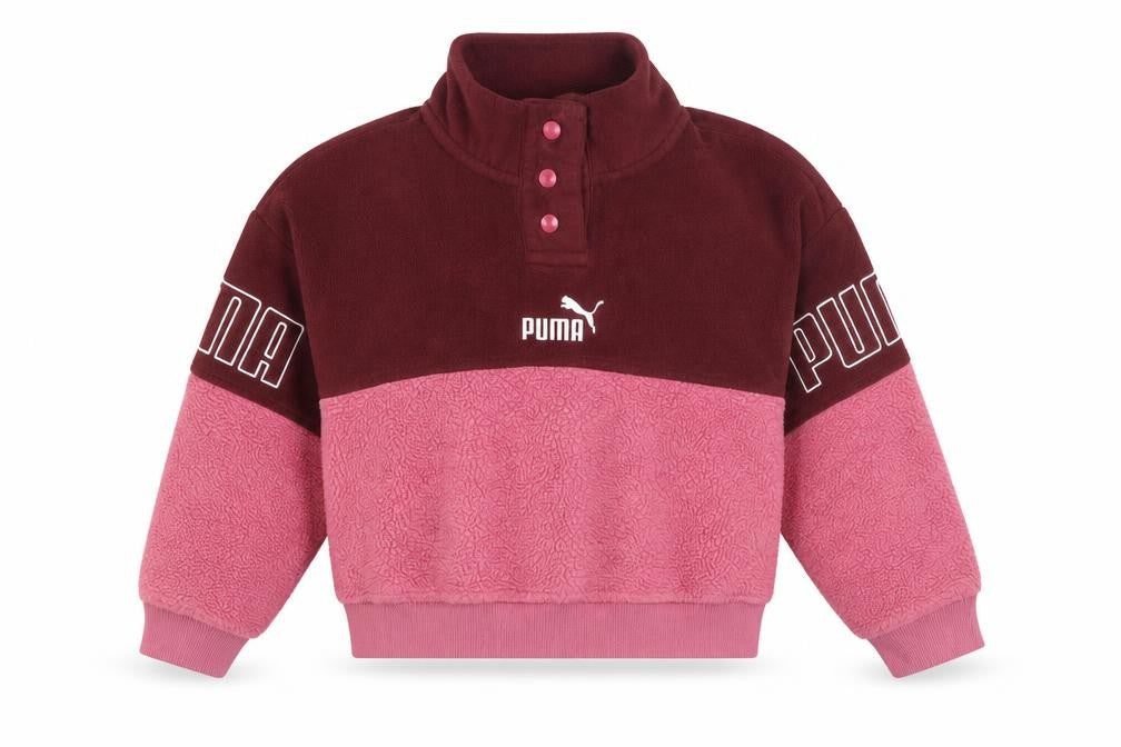 Puma Girls Pink Colourblock Fleece Pullover Sweatshirt 7-8 Years