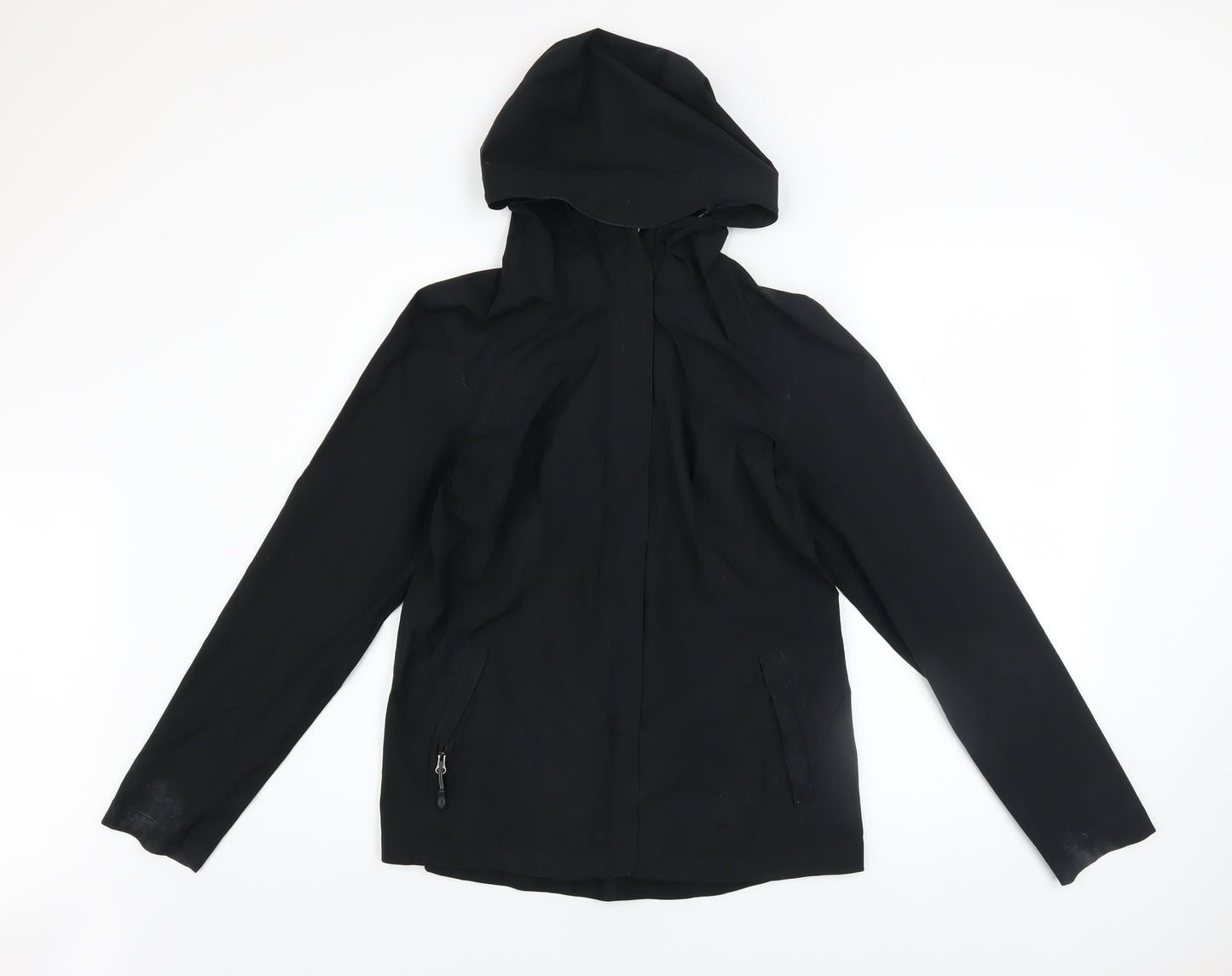 32 Degrees Women Black Water Resistant Hooded Rain Jacket Size S