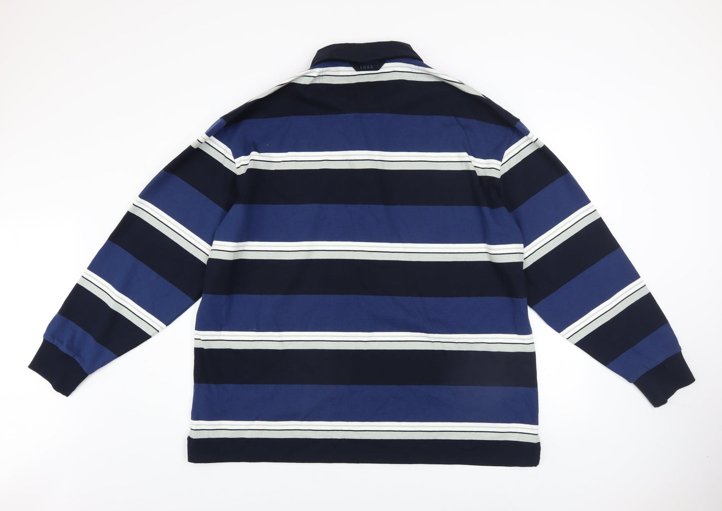 Marks and Spencer Men Blue Striped Collared Rugby Style Sweatshirt XL