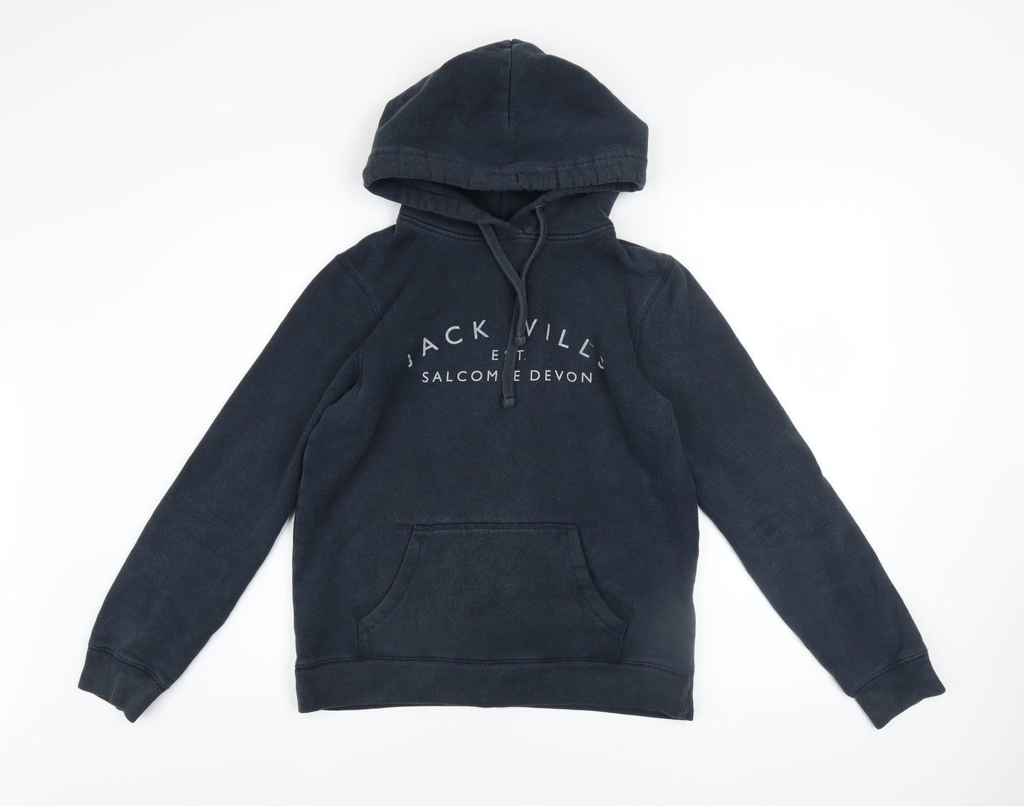 Jack Wills Womens Navy Pullover Hoodie UK 10 Cotton Blend Lined