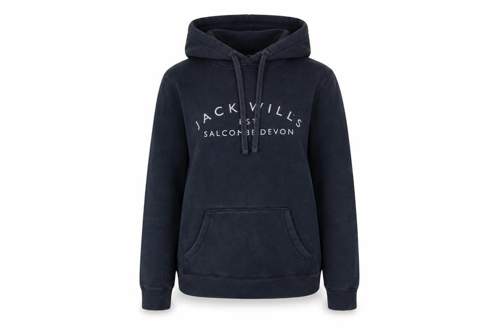 Jack Wills Womens Navy Pullover Hoodie UK 10 Cotton Blend Lined