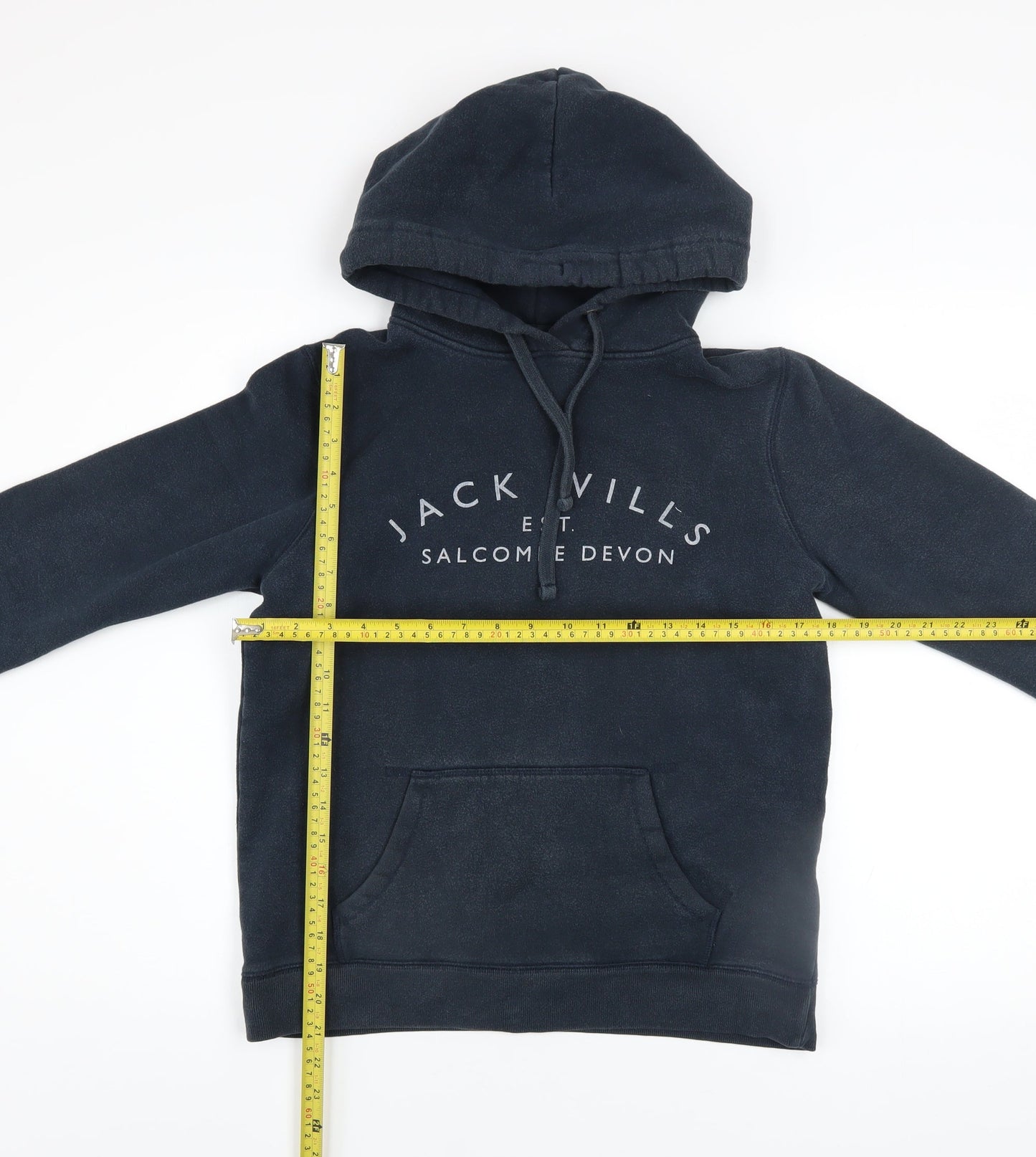 Jack Wills Womens Navy Pullover Hoodie UK 10 Cotton Blend Lined