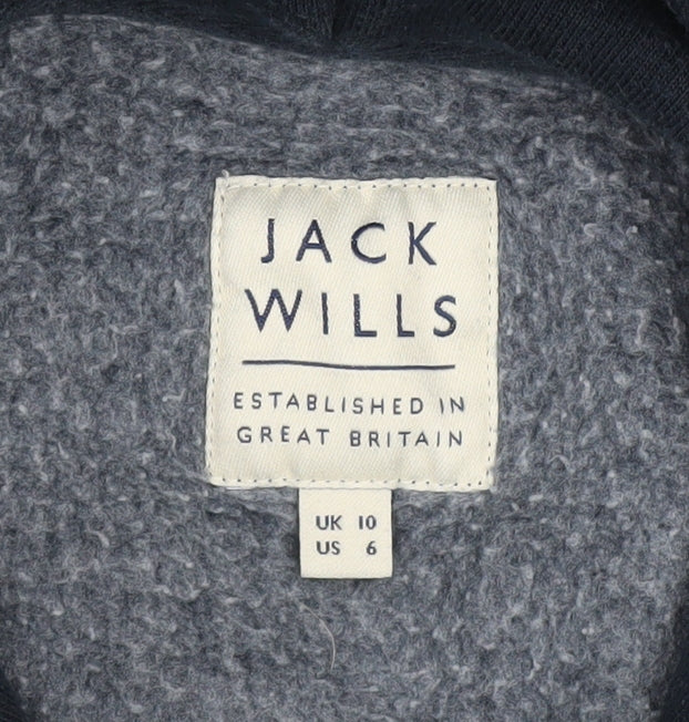 Jack Wills Womens Navy Pullover Hoodie UK 10 Cotton Blend Lined