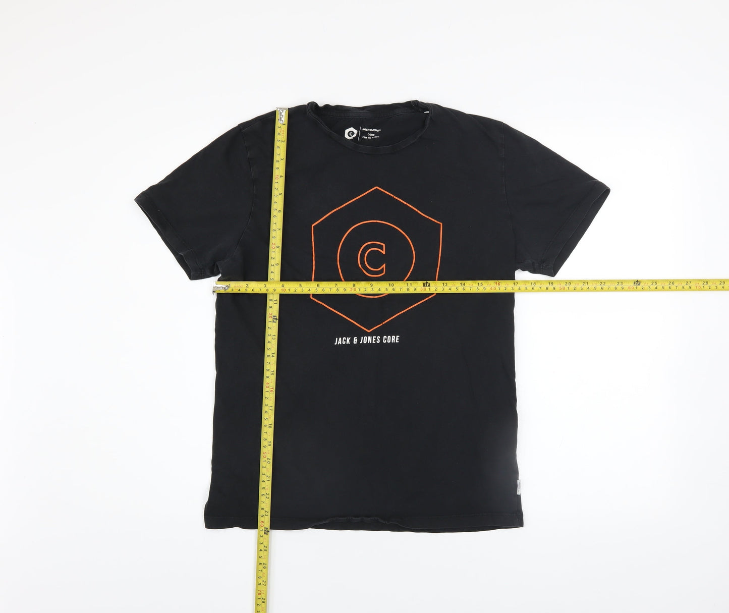 Jack & Jones Men's Black Core Graphic Print T-Shirt Size M