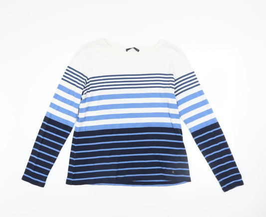 Brax Women’s Multicoloured Striped Cotton Long Sleeve T-Shirt Size 14