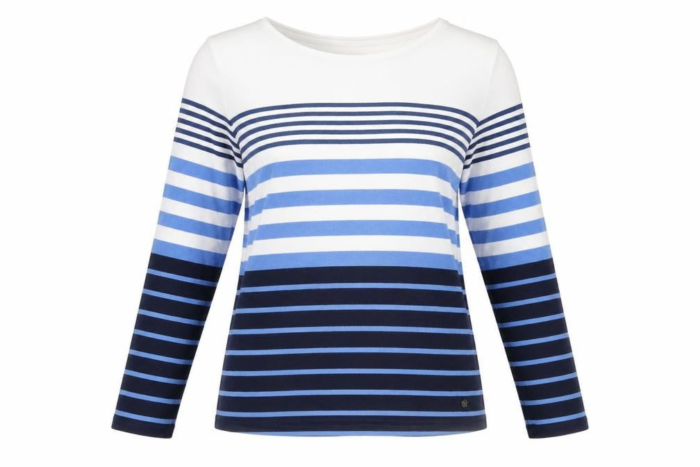 Brax Women’s Multicoloured Striped Cotton Long Sleeve T-Shirt Size 14