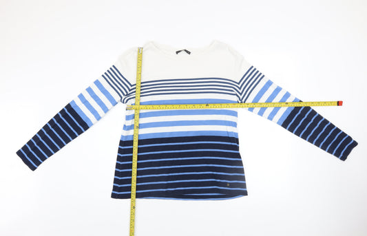 Brax Women’s Multicoloured Striped Cotton Long Sleeve T-Shirt Size 14