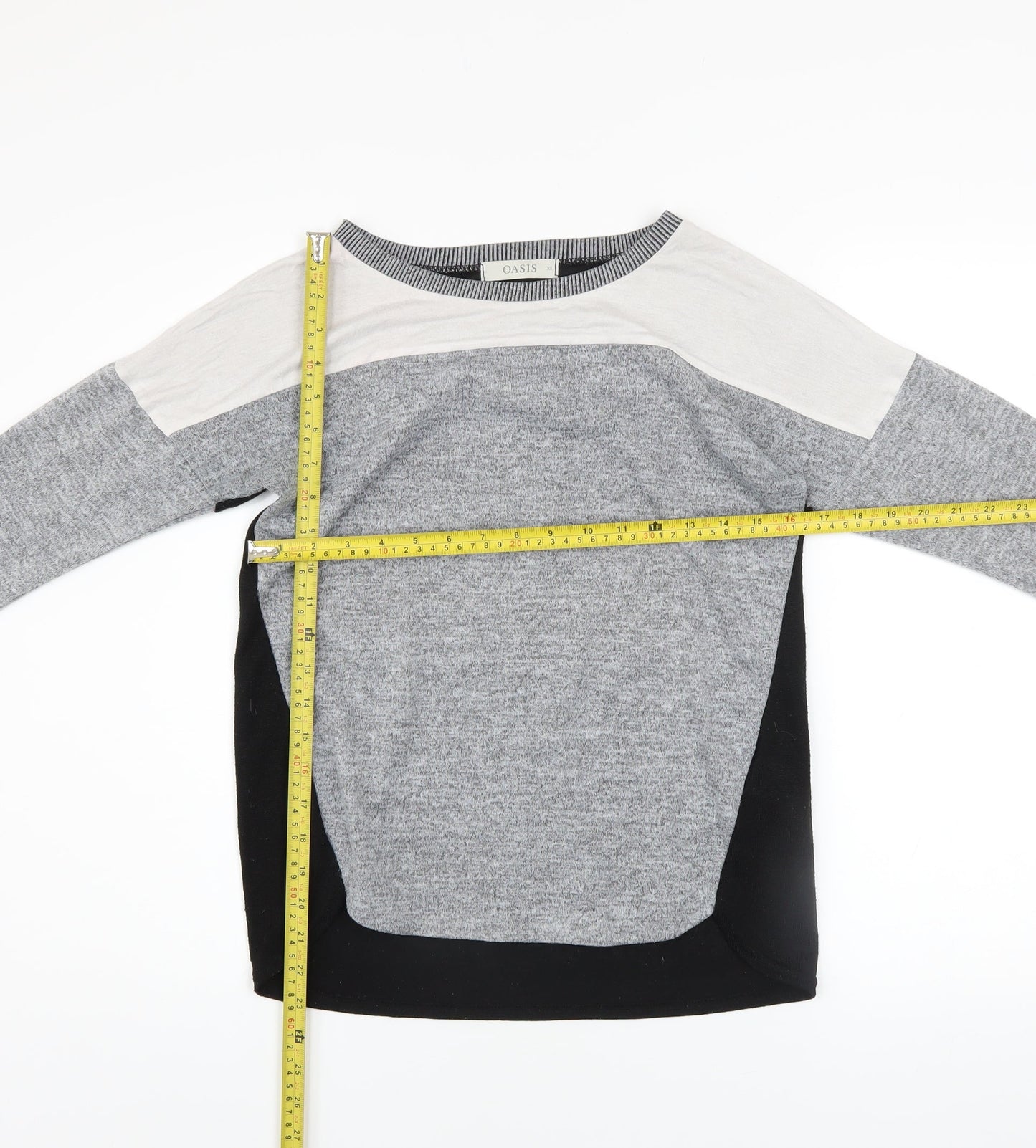Oasis Womens Grey Colourblock Pullover Sweatshirt XS