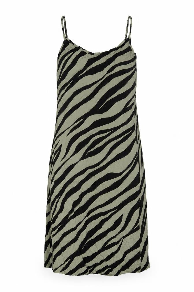 GEF Women’s Green Zebra Print Midi Slip Dress Size M