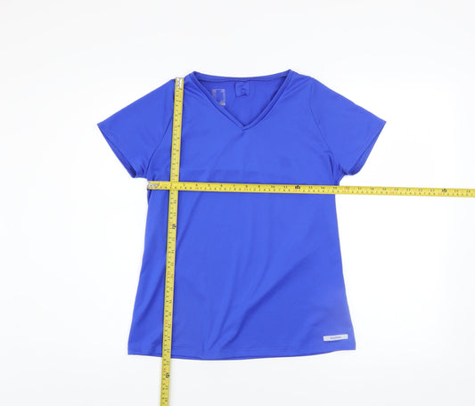 Decathlon Women Blue XS V-Neck Lightweight Polyester Active T-Shirt