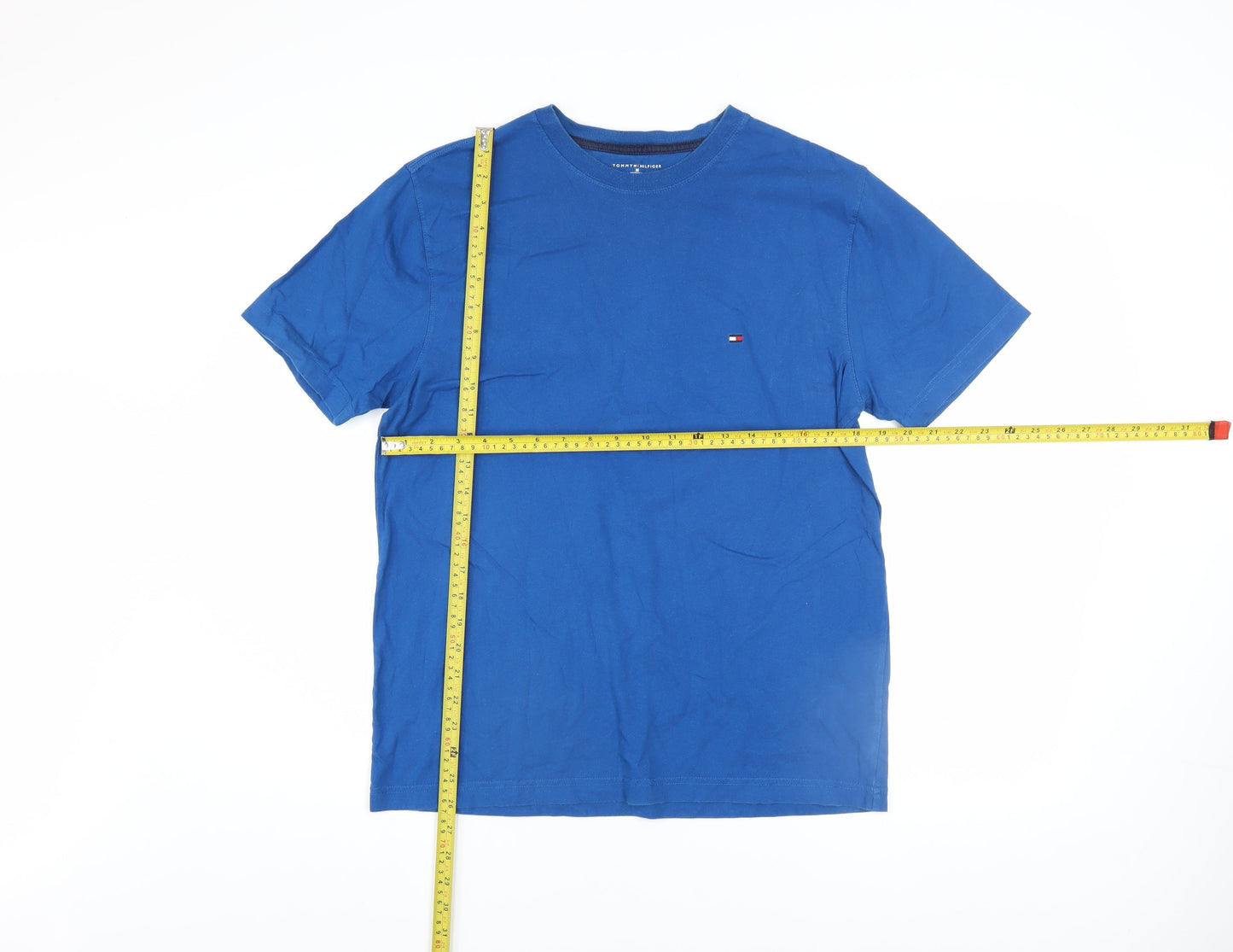 Tommy Hilfiger Men's Blue Cotton Crew Neck Short Sleeve T-Shirt M