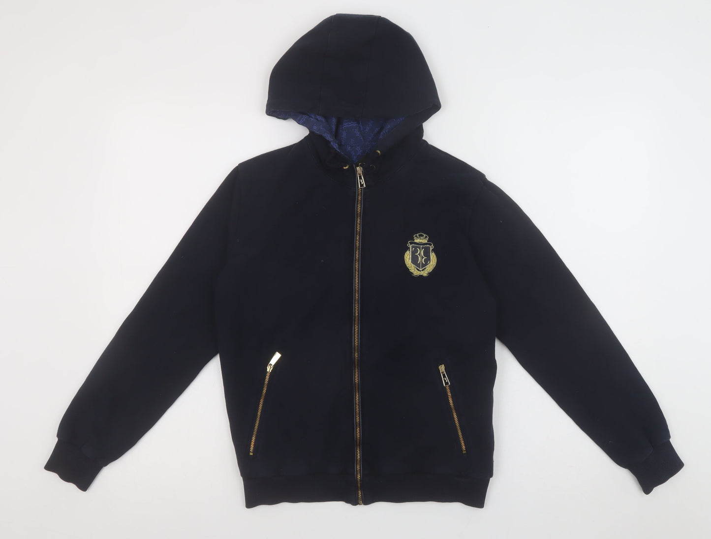 3 Italian Couture Girls Black Full Zip Hoodie 11-12 Years Embroidered Logo