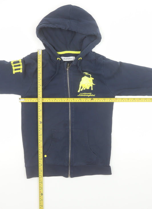Automobili Lamborghini Women Navy Full Zip Hoodie Size 10 Cotton