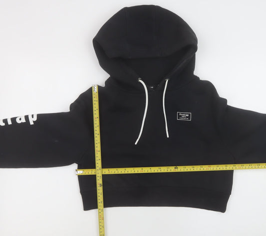 Firetrap Women's Black Cropped Hoodie Size 10 Pullover Hooded Sweatshirt