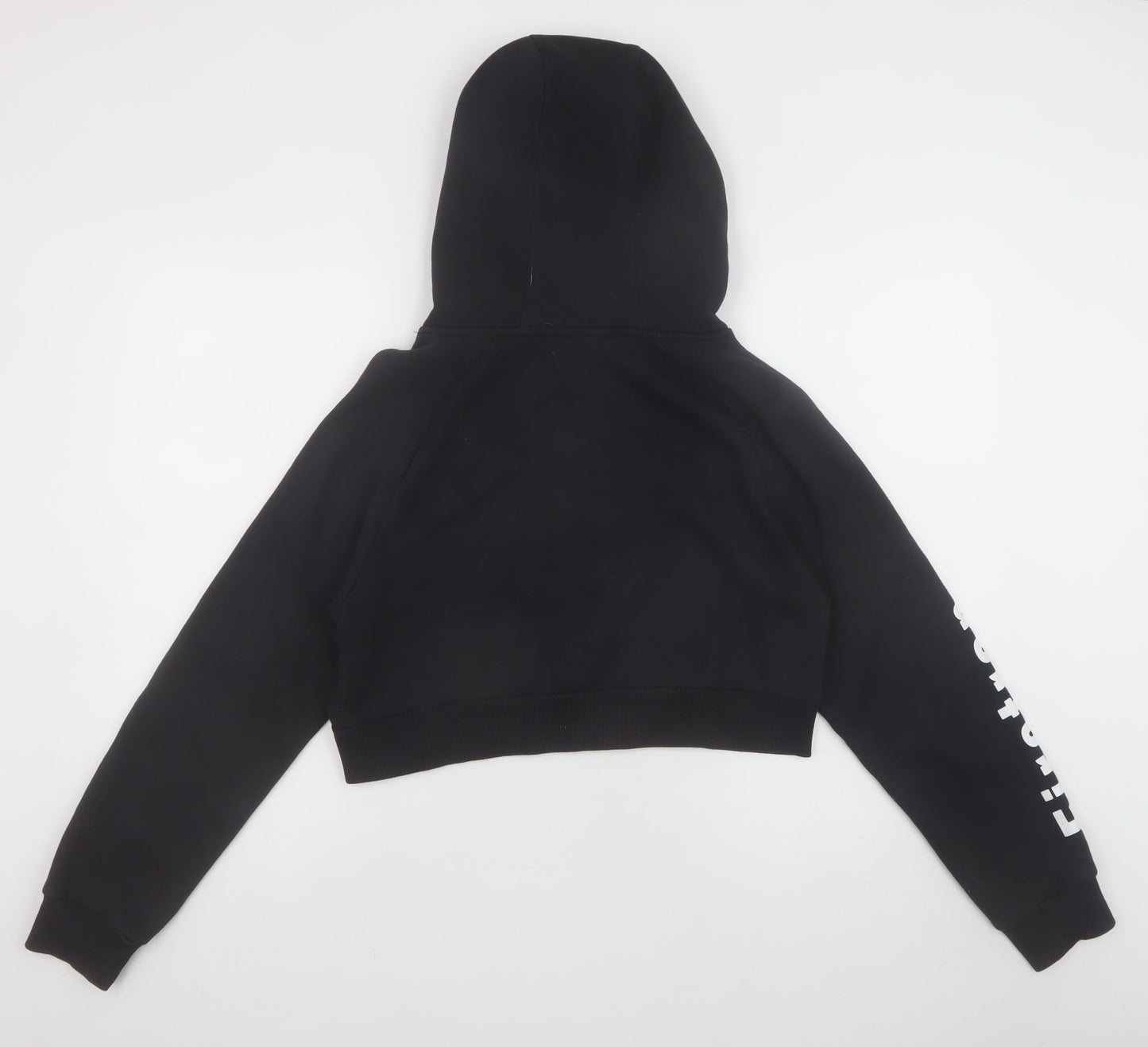 Firetrap Women's Black Cropped Hoodie Size 10 Pullover Hooded Sweatshirt