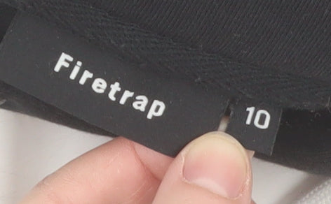 Firetrap Women's Black Cropped Hoodie Size 10 Pullover Hooded Sweatshirt