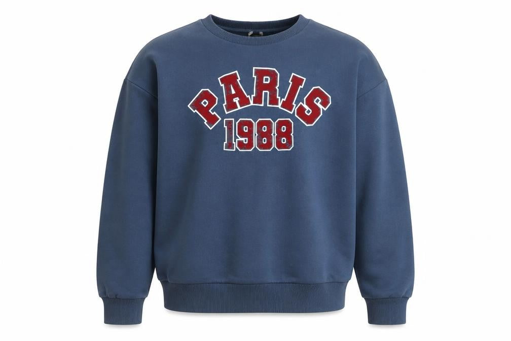 River Island Men's Blue Paris 1988 Pullover Sweatshirt Size S