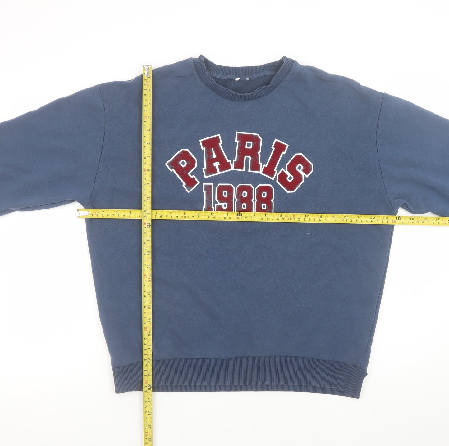 River Island Men's Blue Paris 1988 Pullover Sweatshirt Size S