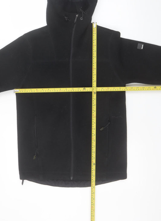 Bench Men’s Black Hooded Fleece Jacket Size S Full Zip Casual Outerwear