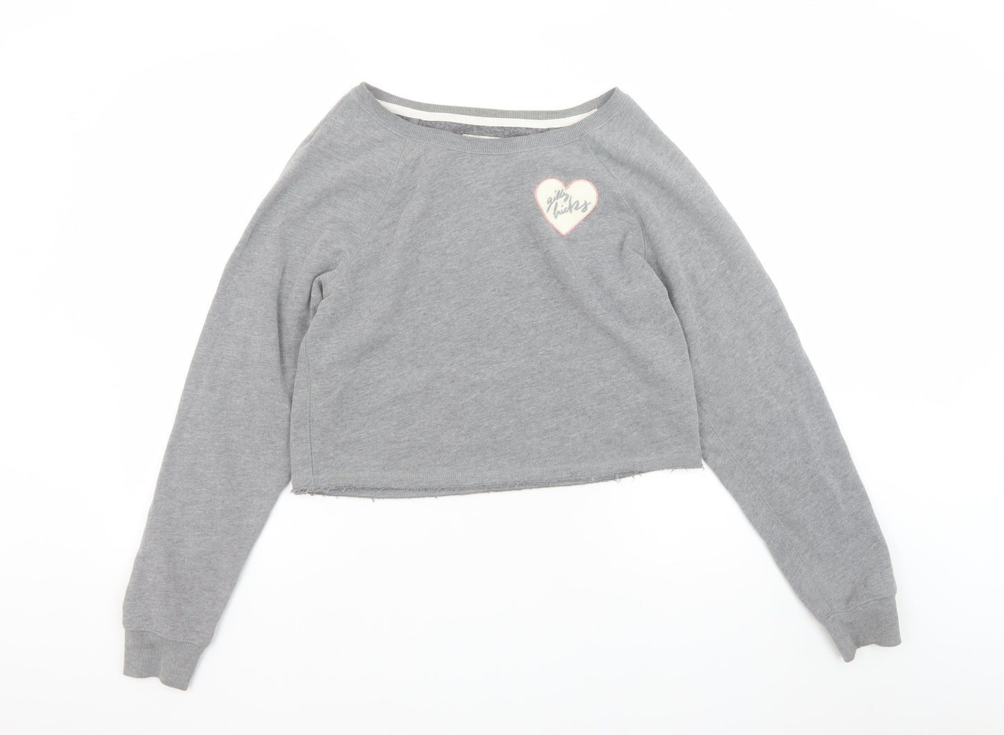 Gilly Hicks Women Grey Cropped Sweatshirt Small Cotton Blend