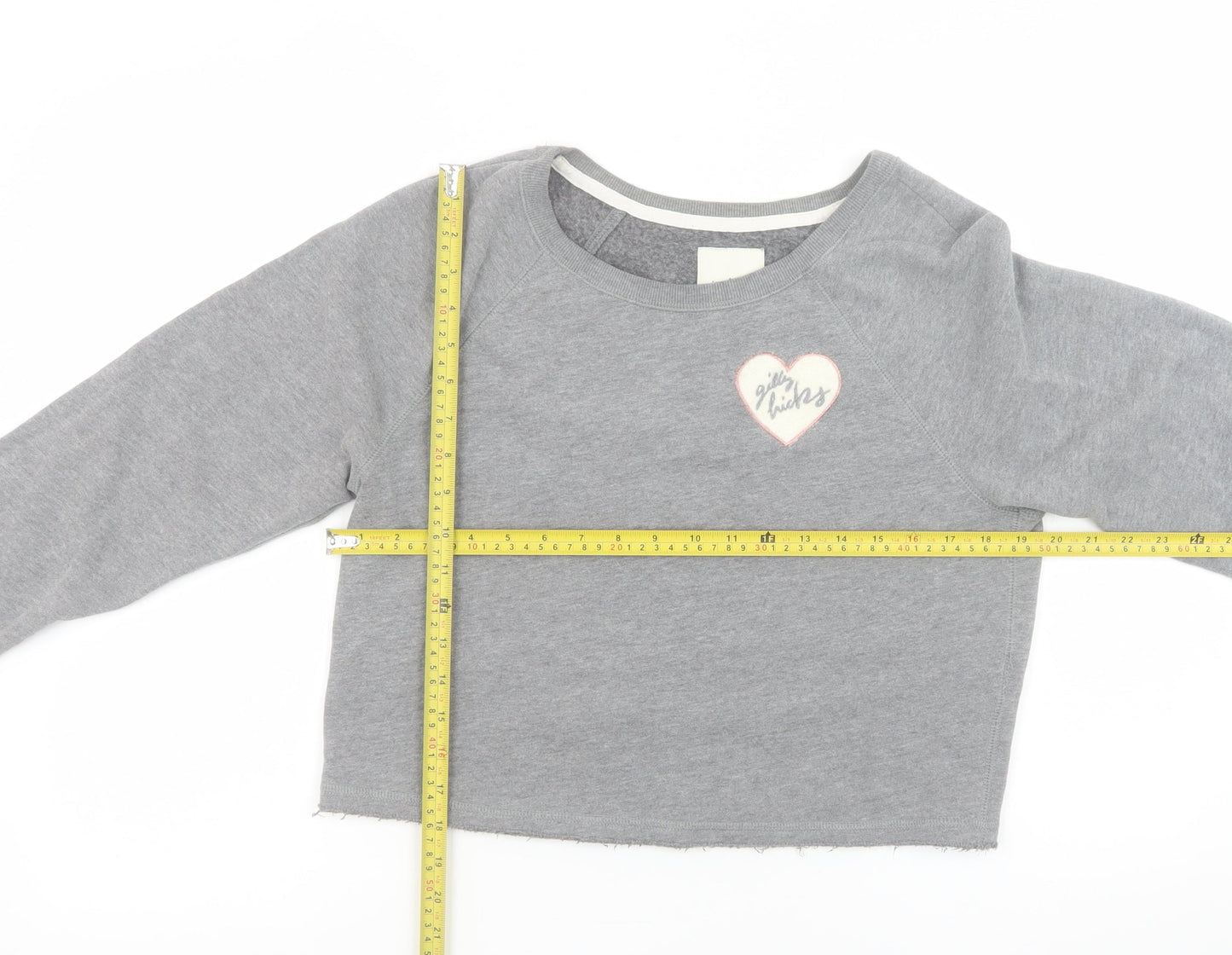 Gilly Hicks Women Grey Cropped Sweatshirt Small Cotton Blend