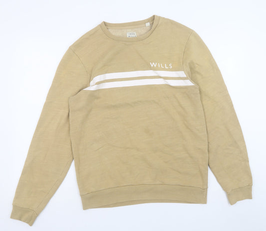 Jack Wills Men's Beige Crew Neck Logo Sweatshirt Size M