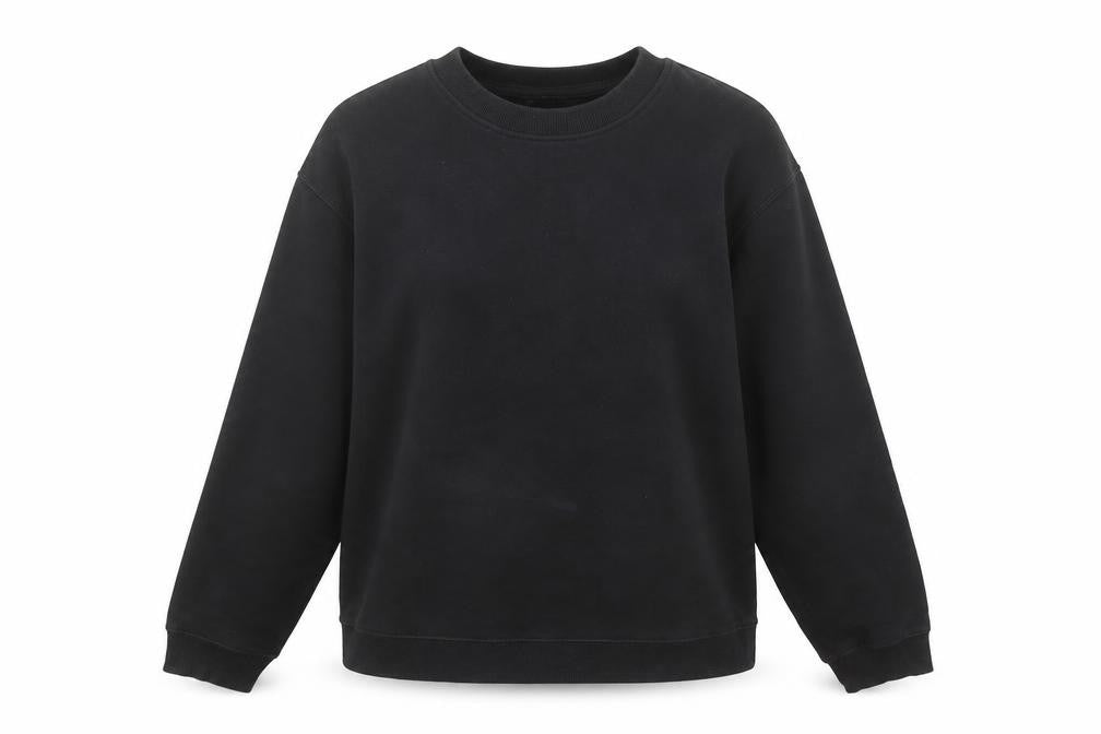 Zara Women Black L Pullover Sweatshirt Crew Neck Long Sleeve