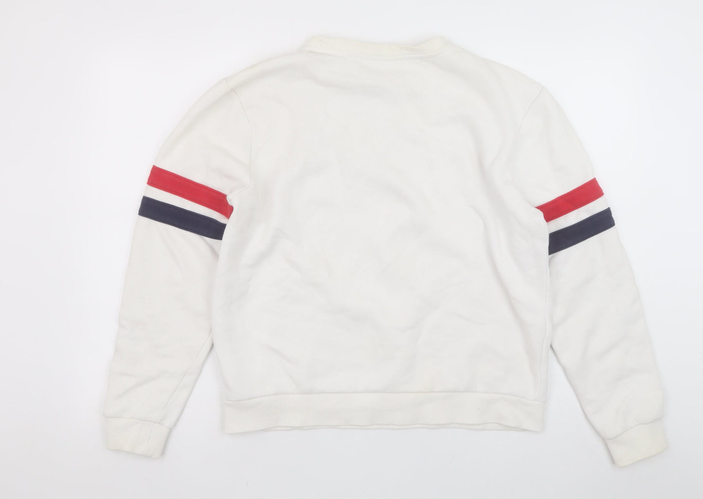 FILA Men's White Pullover Sweatshirt M Logo Sportswear Crew Neck