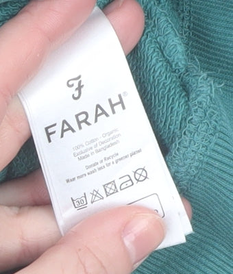 Farah Men's Green 1/4 Zip Cotton Sweatshirt Size L