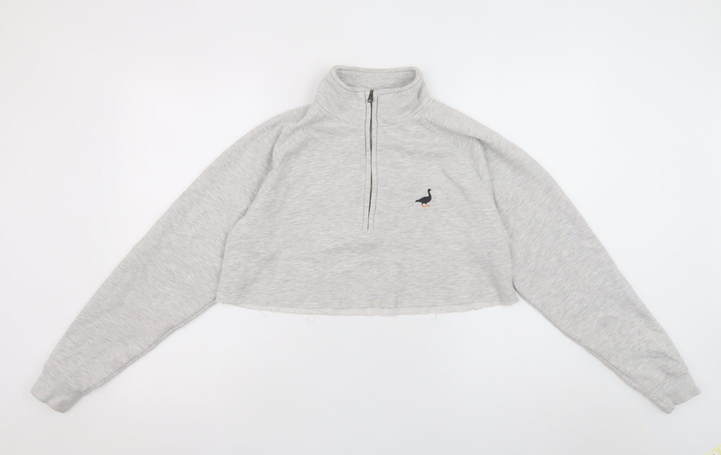 G&G Women Grey 1/4 Zip Cropped Sweatshirt Small Relaxed Fit