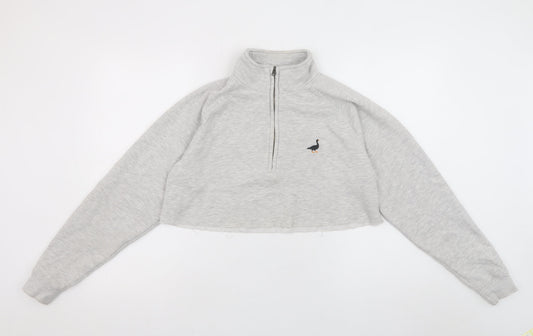 G&G Women Grey 1/4 Zip Cropped Sweatshirt Small Relaxed Fit