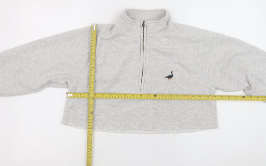G&G Women Grey 1/4 Zip Cropped Sweatshirt Small Relaxed Fit