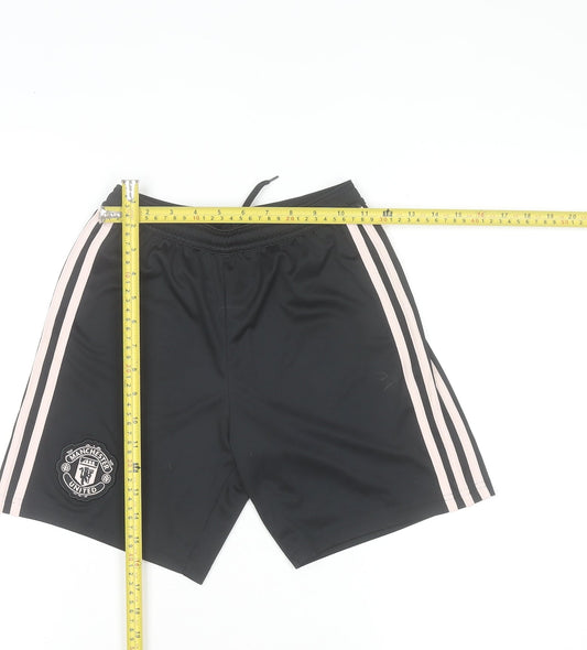 adidas Girls Black Football Shorts 11-12 Years Manchester United Activewear