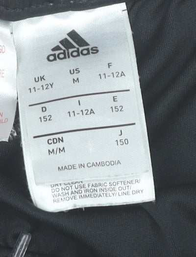 adidas Girls Black Football Shorts 11-12 Years Manchester United Activewear