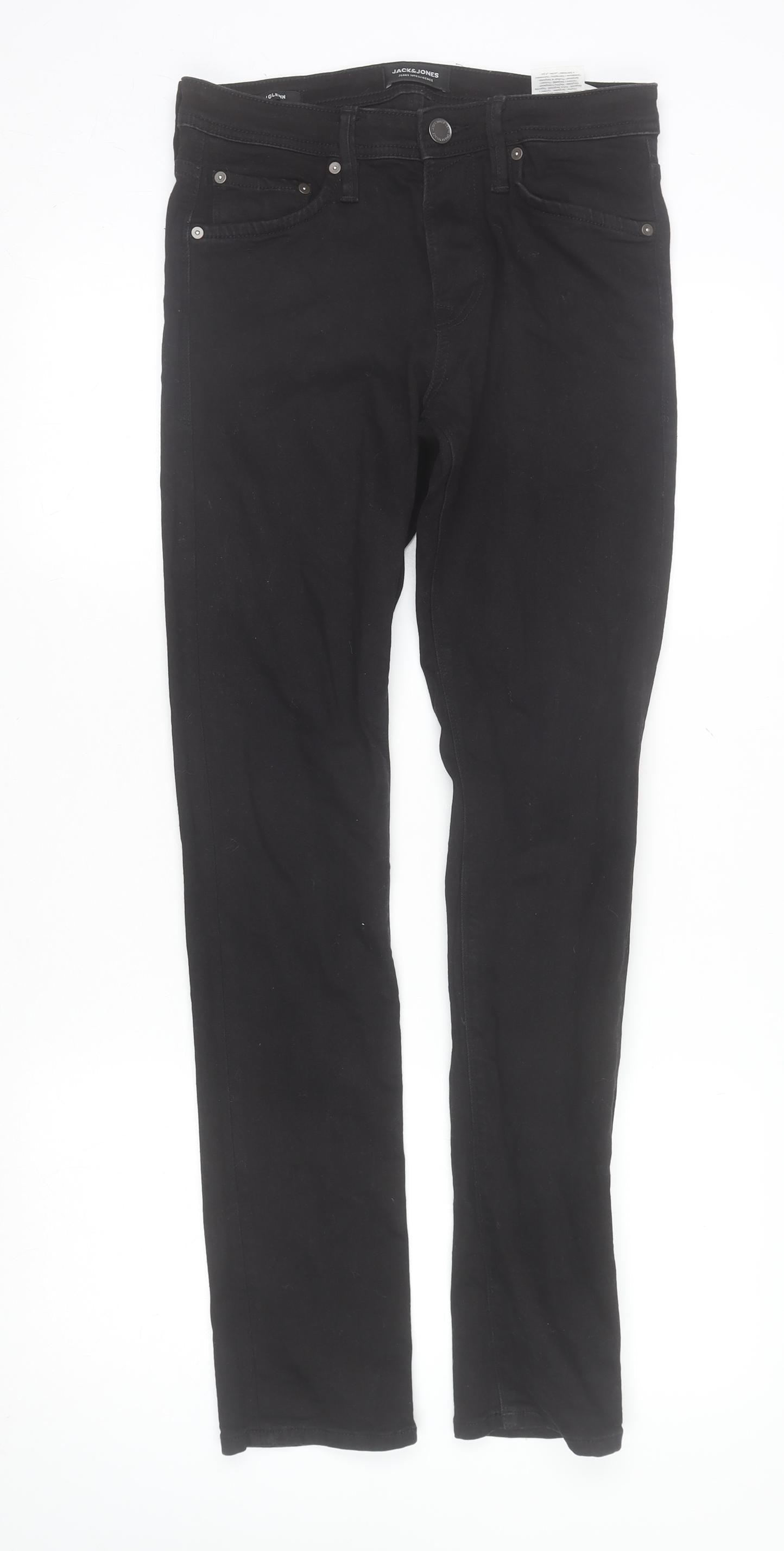 Jack & Jones Men's Black Slim Fit Glenn Jeans 28W 32L Denim