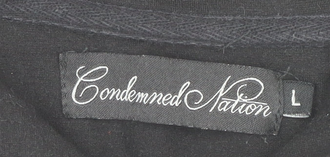 Condemned Nation Women's Black Embroidered Pullover Hoodie Size L