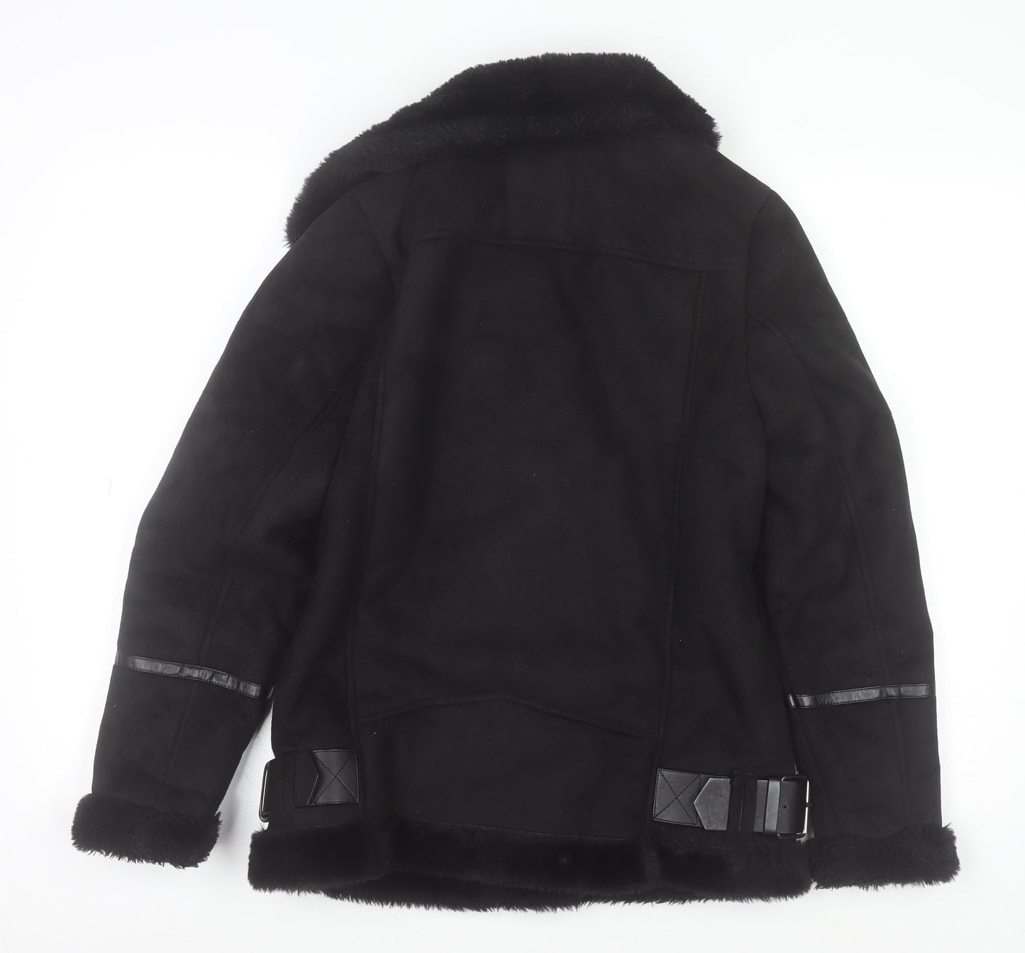 Pull&Bear Women’s Black Faux Fur Lined Biker Jacket XS
